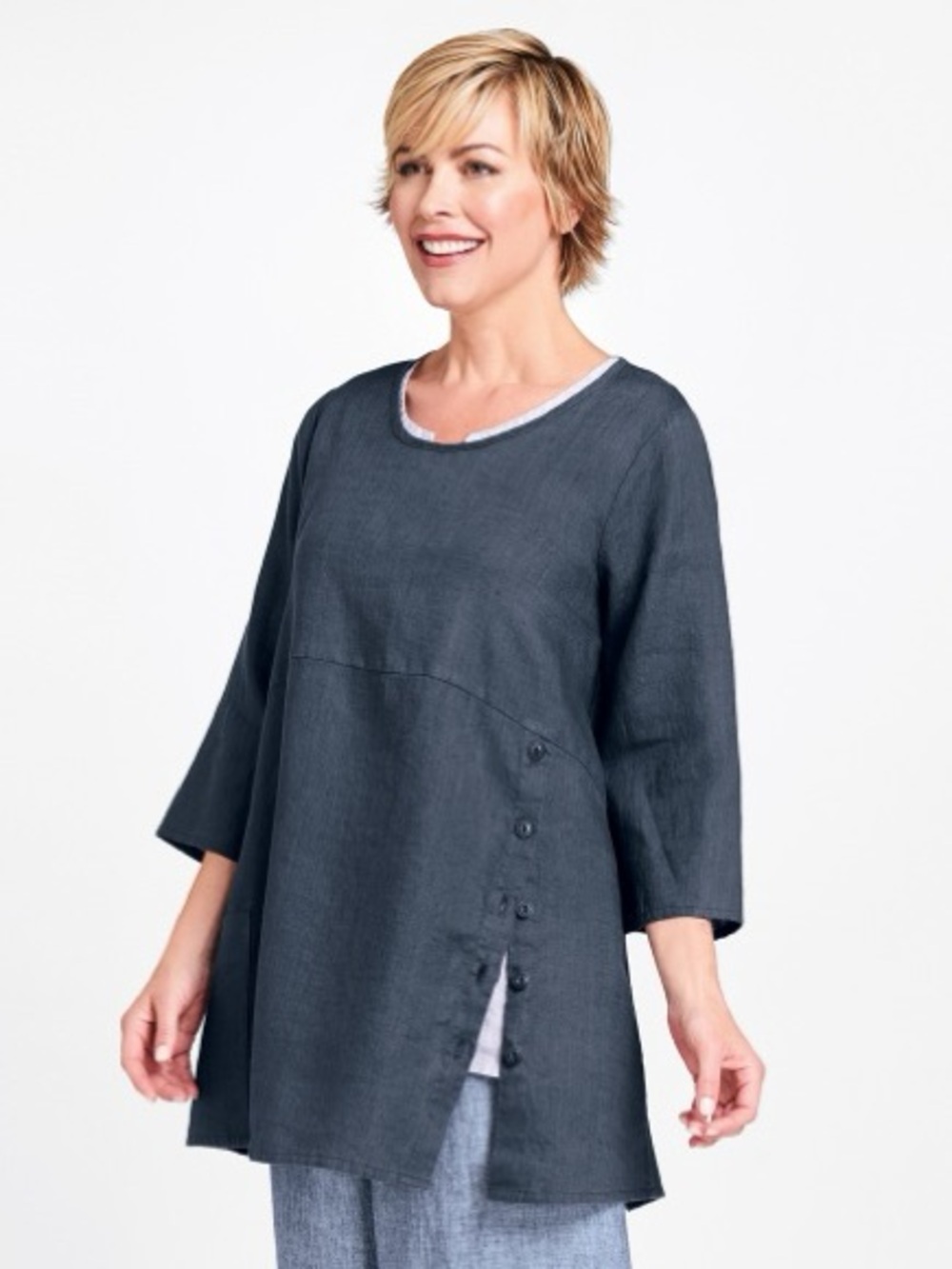 FLAX Designs Linen Market Tunic Top Shirt